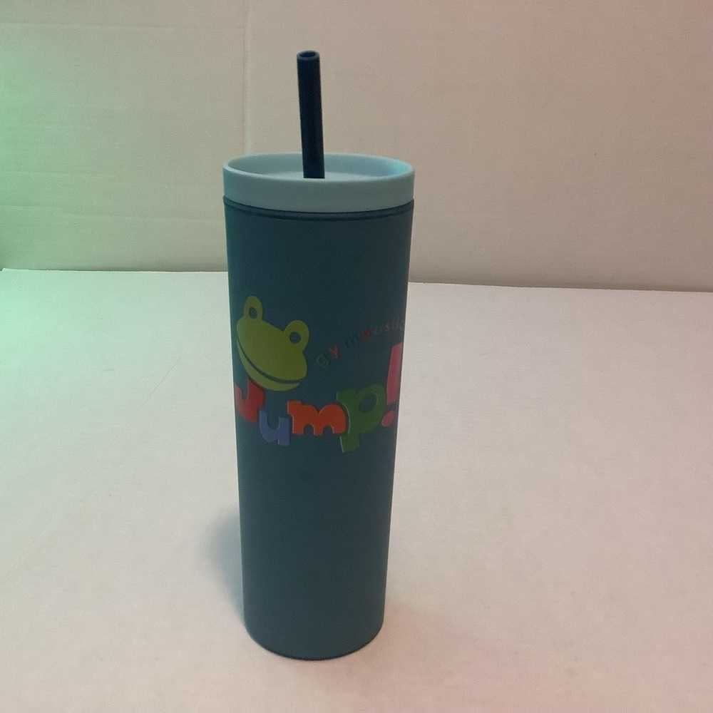 Maars Skinny Acrylic Tumbler Blue With Lid Straw 18oz Insulated Jump Gymnastics